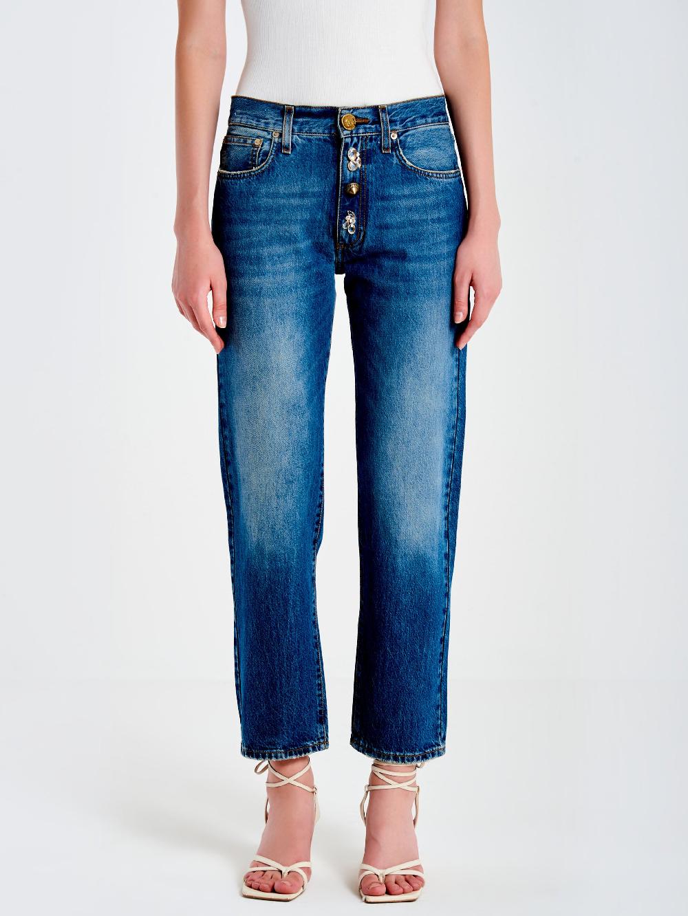 Vicolo Jeans Zoe Bottoni Gioiello BaggyBlu Nuovo