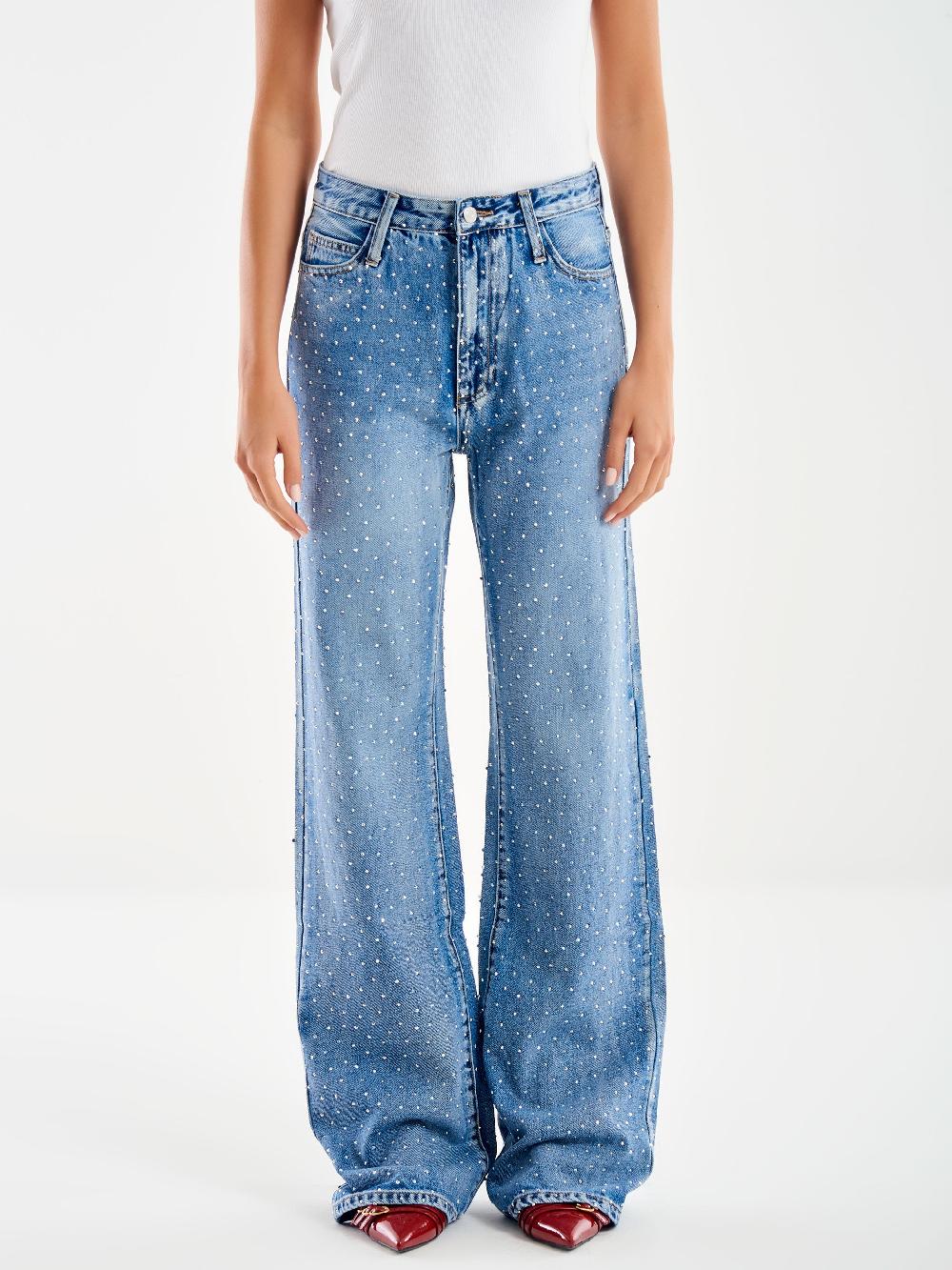 Vicolo Jeans Amber con Strass Blu Qualità