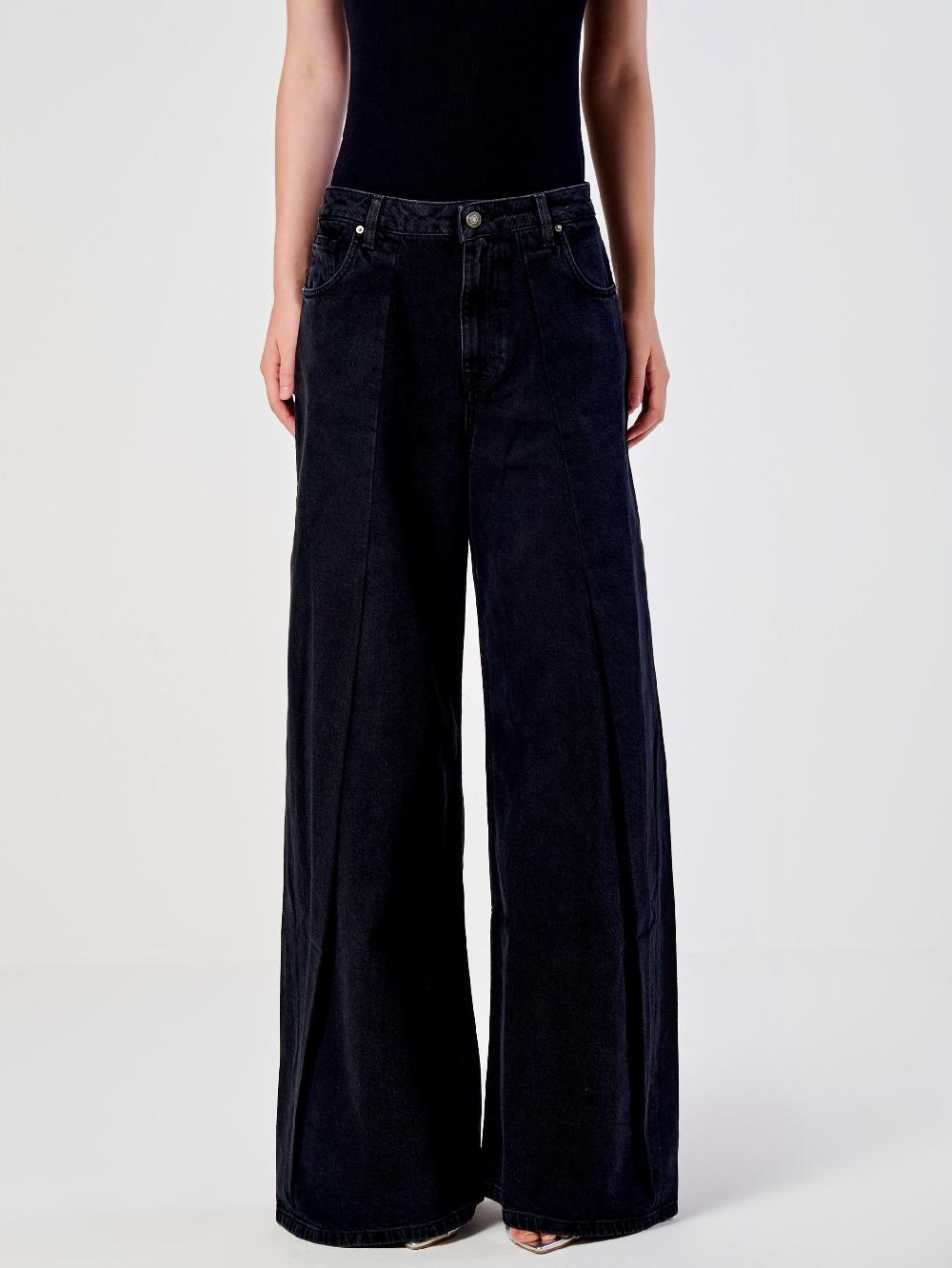 Vicolo Jeans Ampio con Pence Nero Pezzi Unici