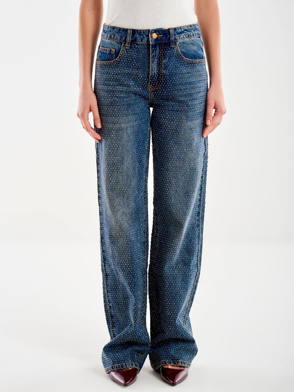 Vicolo Jeans Dalia con Strass Blu Consegna Veloce
