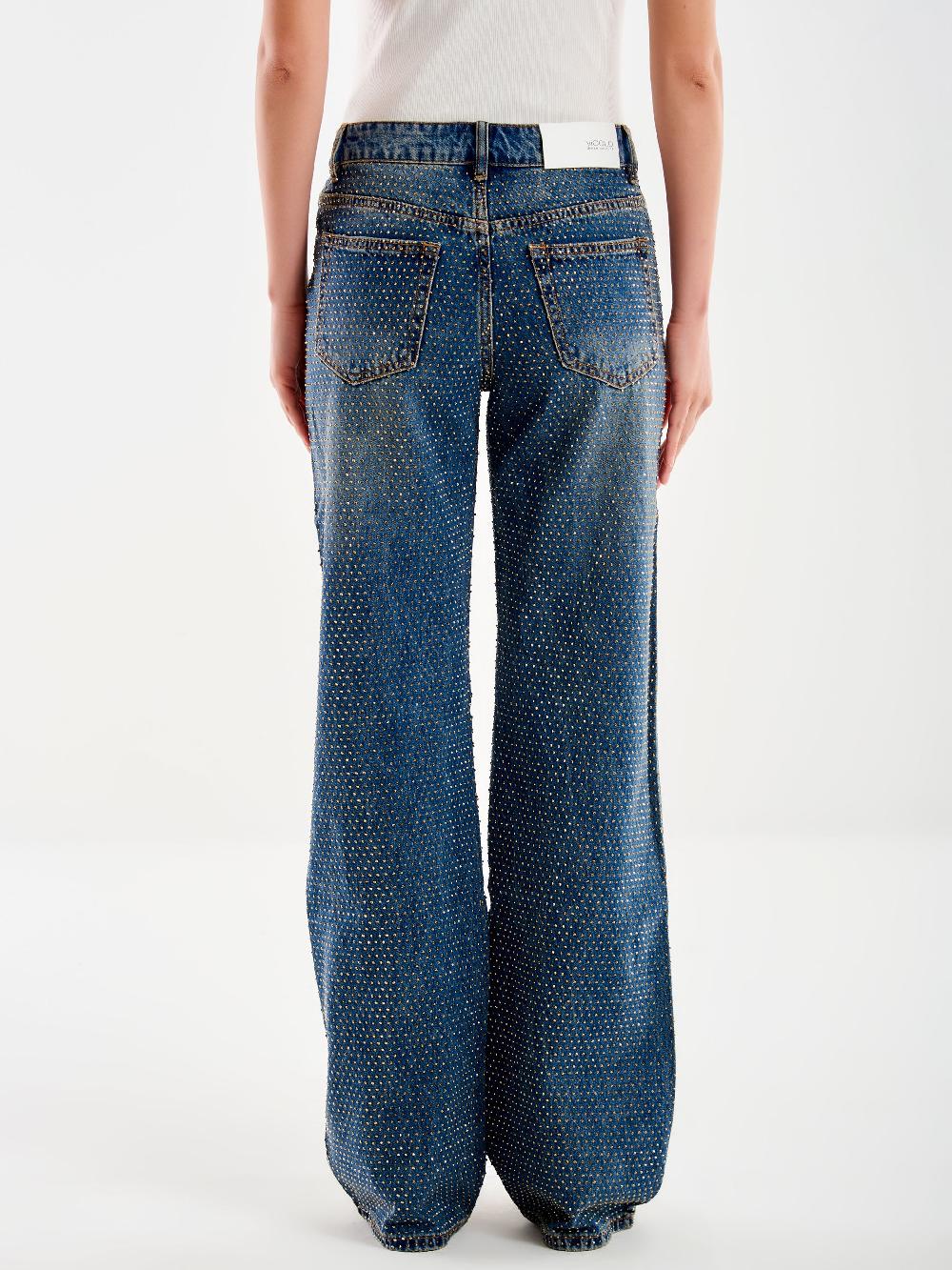 Vicolo Jeans Dalia con Strass Blu Consegna Veloce