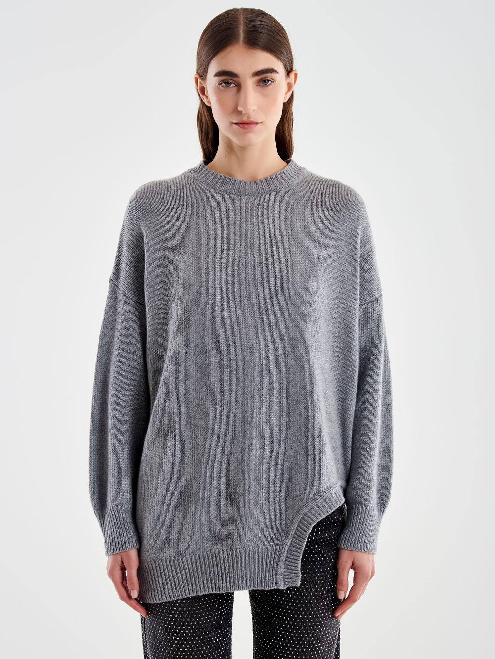 Vicolo Pull Girocollo Cut Out Grigio Sottocosto