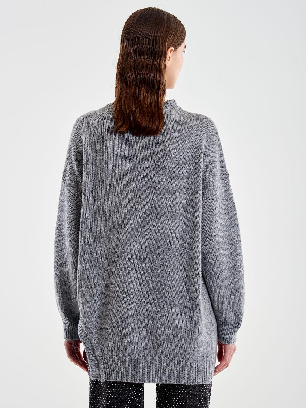 Vicolo Pull Girocollo Cut Out Grigio Sottocosto