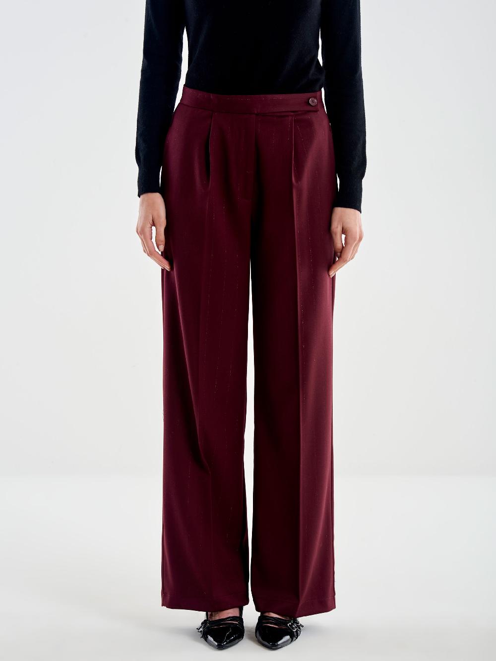 Vicolo Pantalone Ampio Gessato Lurex Bordeaux Convenienza