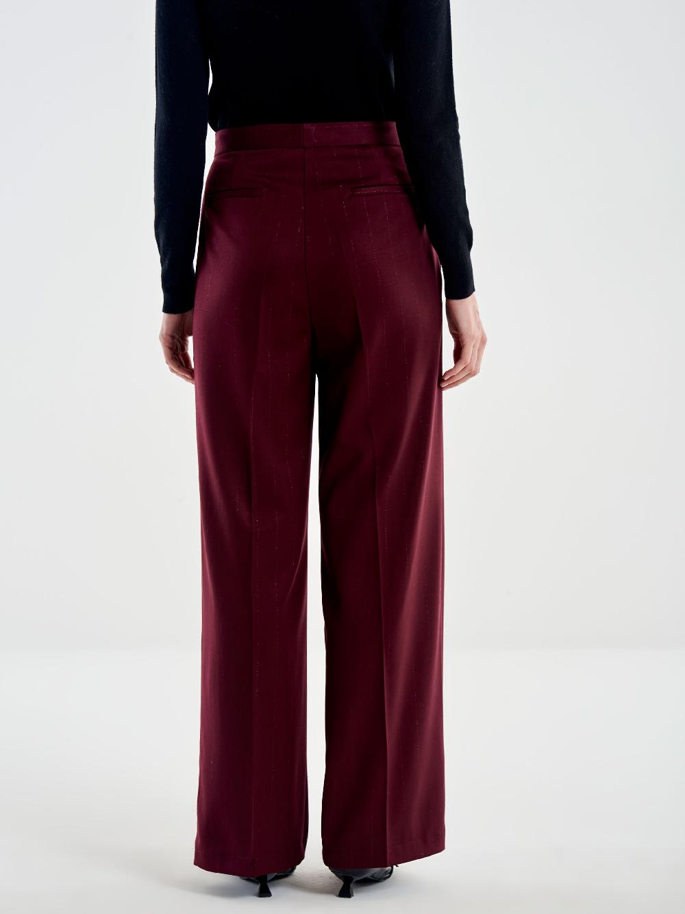 Vicolo Pantalone Ampio Gessato Lurex Bordeaux Convenienza