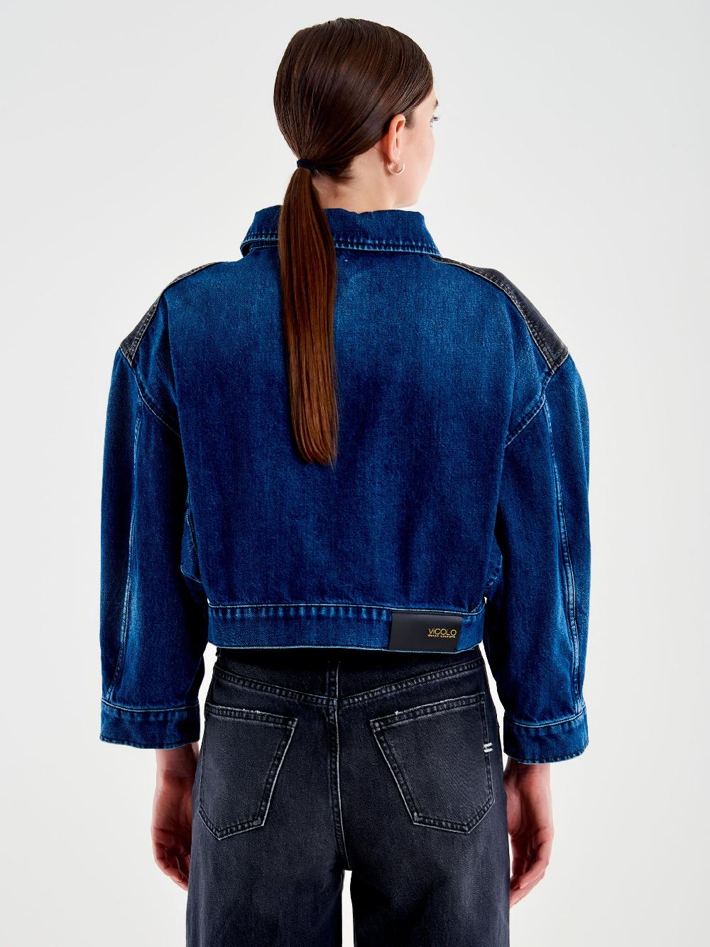 Vicolo Giubbotto In Denim Doppio Colore Blu Hotsell