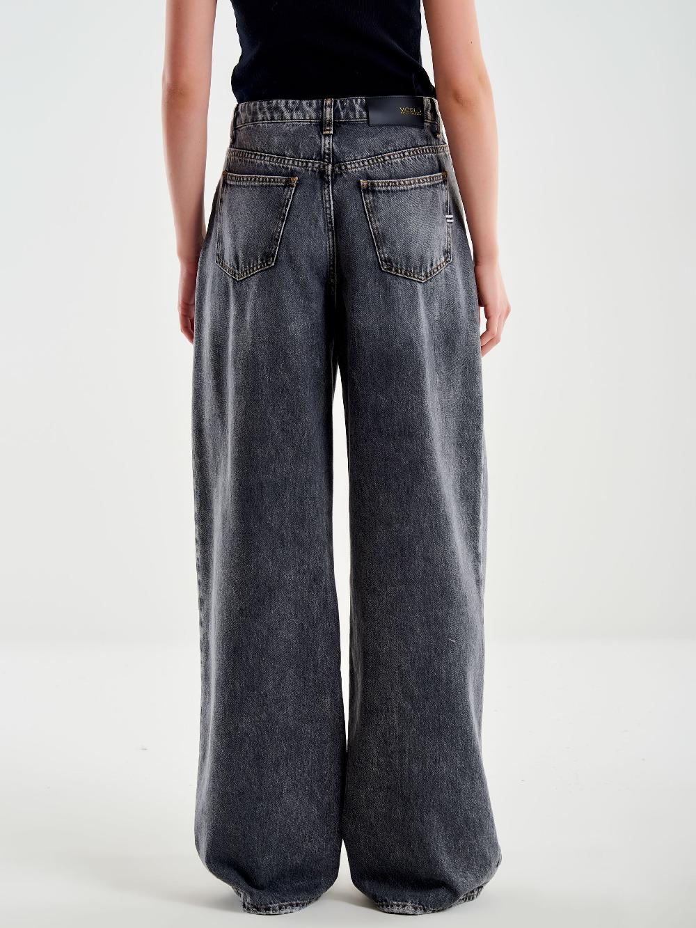 Vicolo Jeans Abby Ampi Grigi Nero Saldi Di Fabbrica