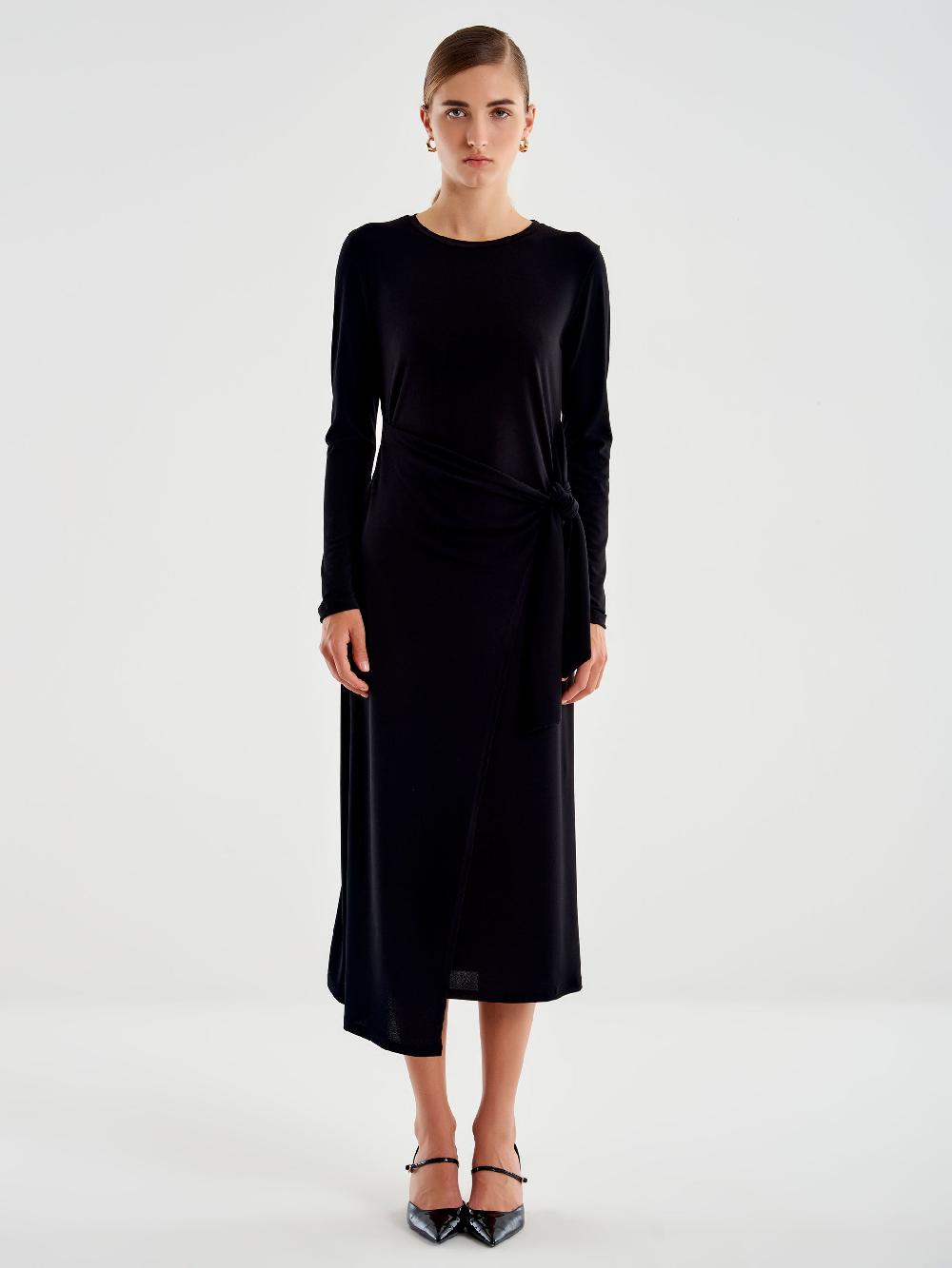 Vicolo Abito Asimmetrico Girocollo Nero Moda