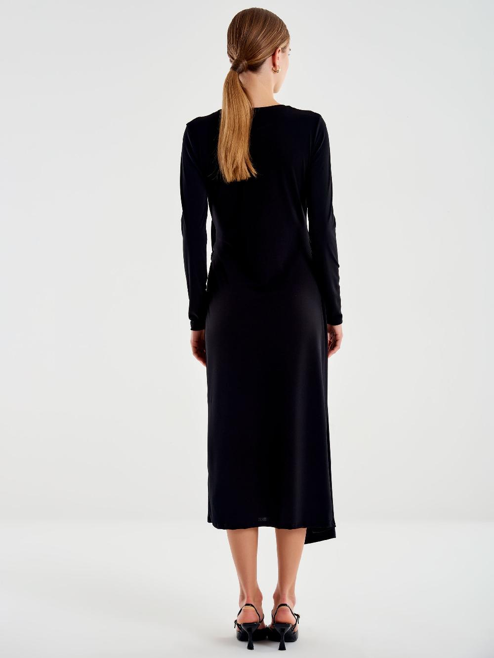 Vicolo Abito Asimmetrico Girocollo Nero Moda