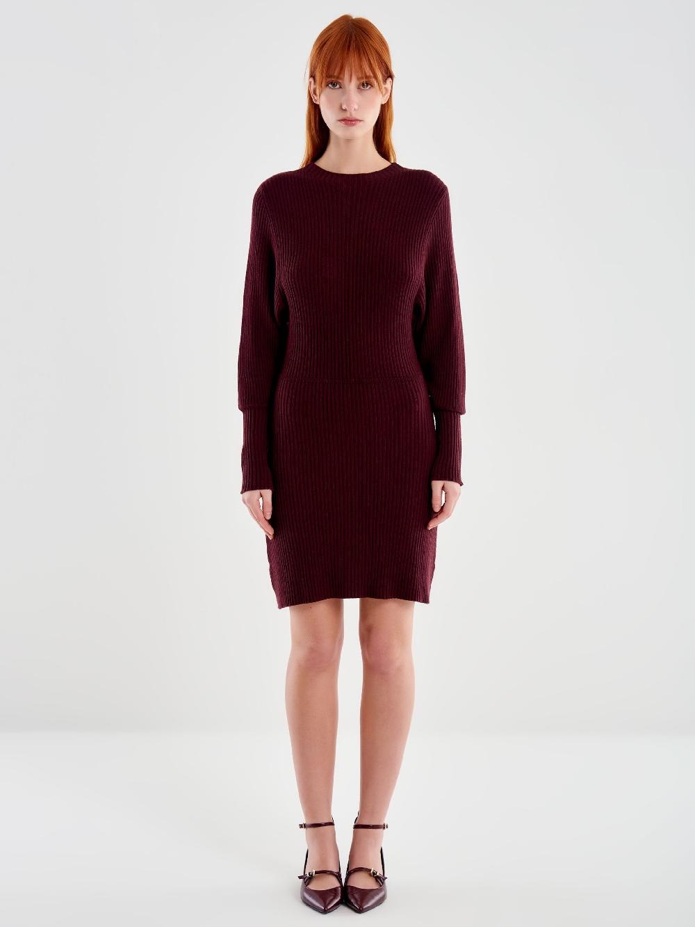 Vicolo Abito in Maglia Corto con Polsini Bordeaux Italy
