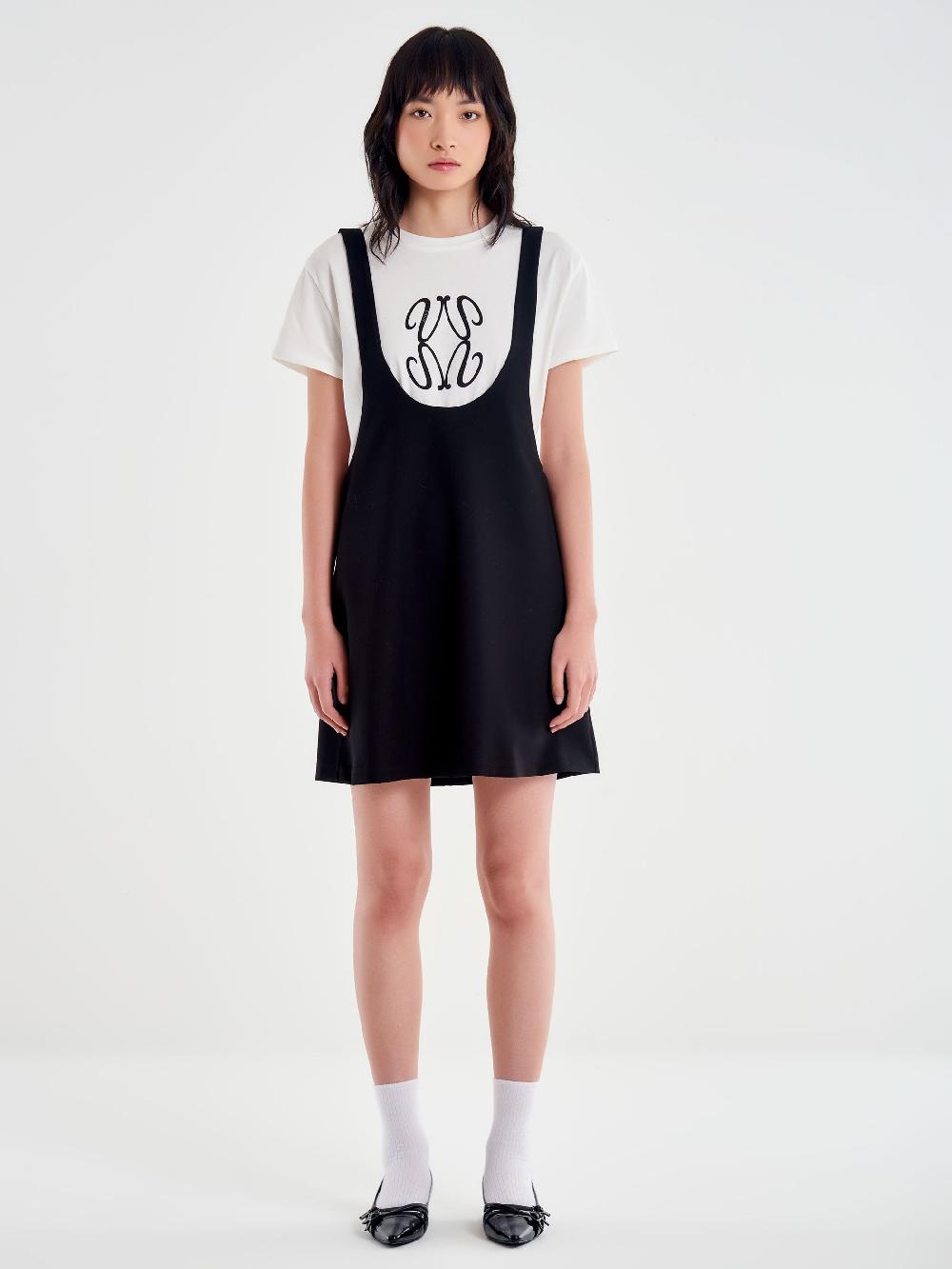 Vicolo Abito a Trapezio con T-Shirt Nero Vendita