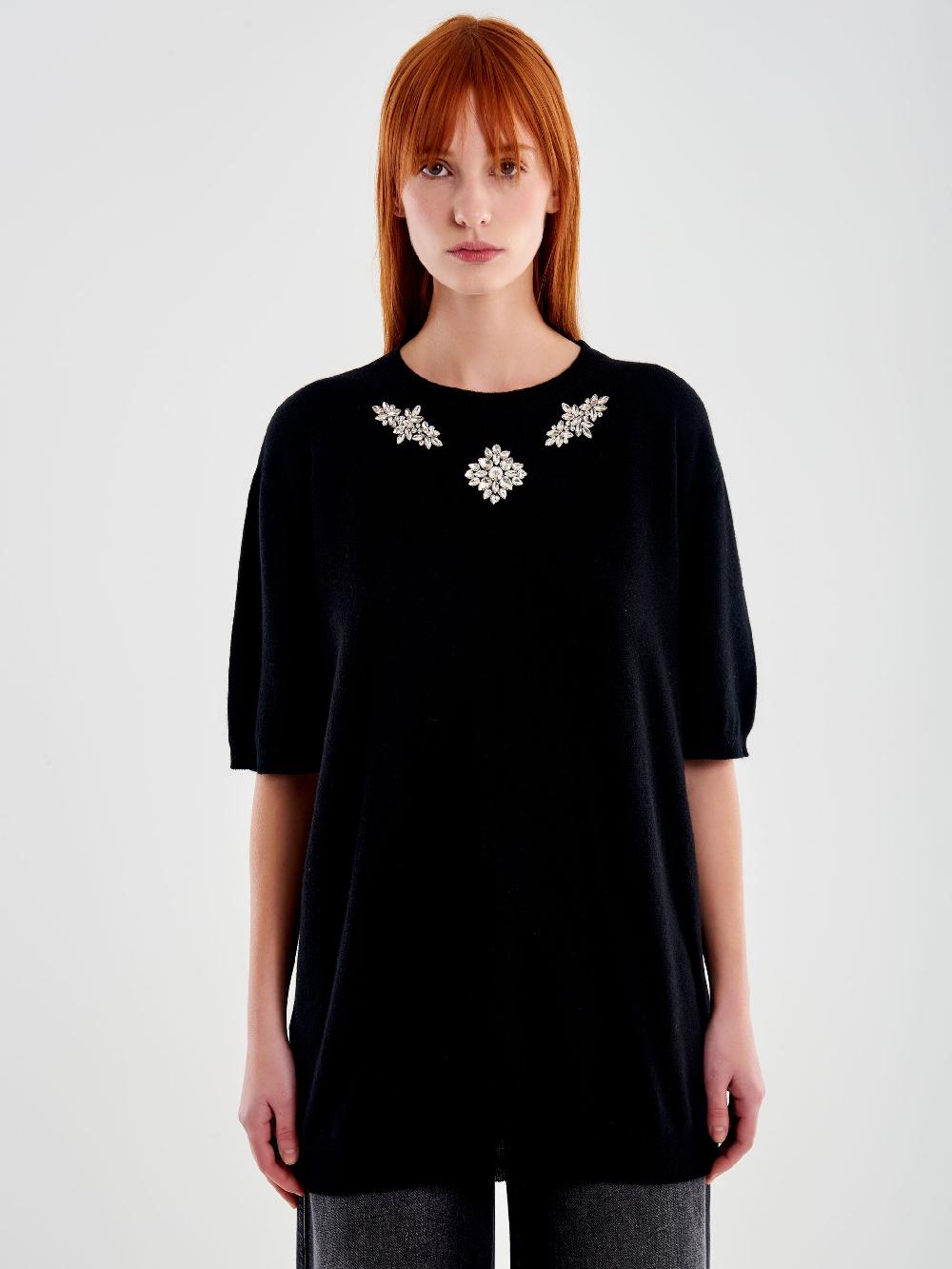 Vicolo Maxi Maglia con Cabochon Nero Promozione Limitata