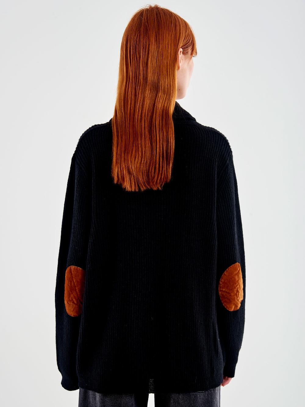 Vicolo Cardigan con Toppe Nero Shopping Online