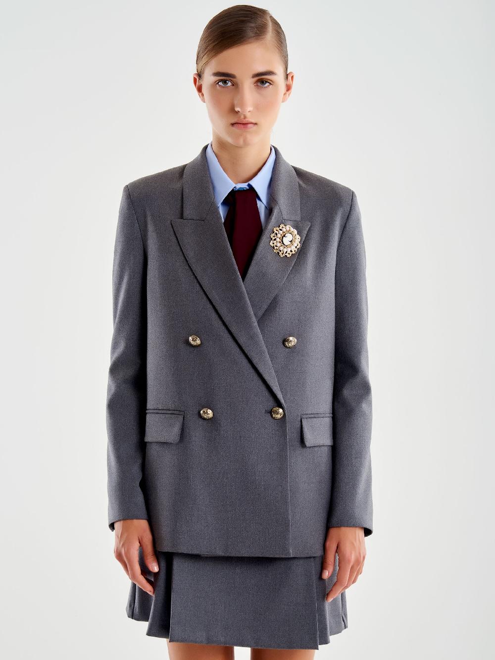 Vicolo Blazer Con Spilla Grigio Presa