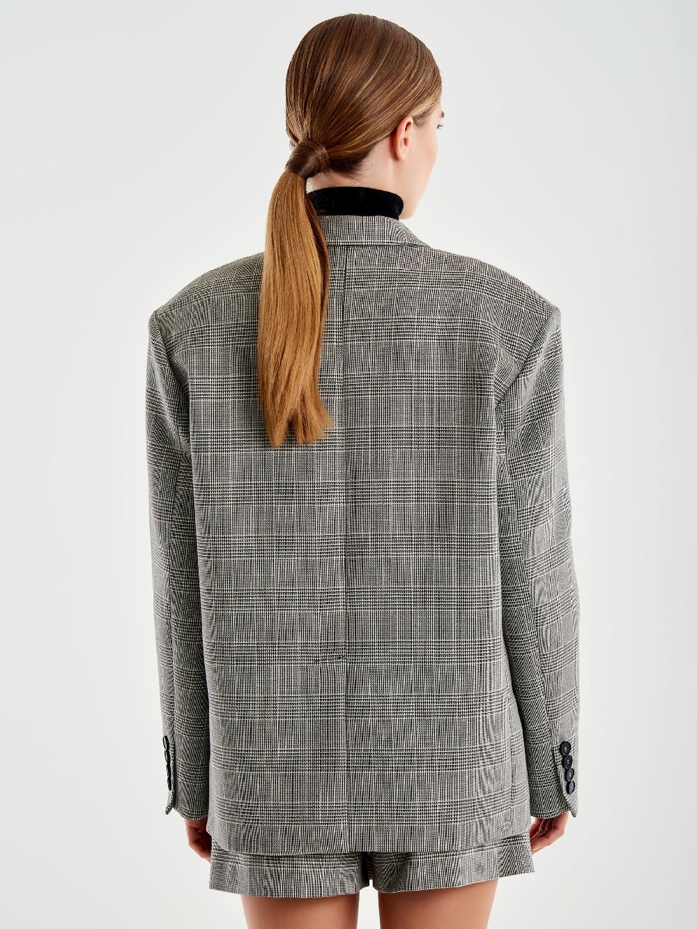 Vicolo Blazer Over Doppiopetto Principe di Galles Grigio Sconto