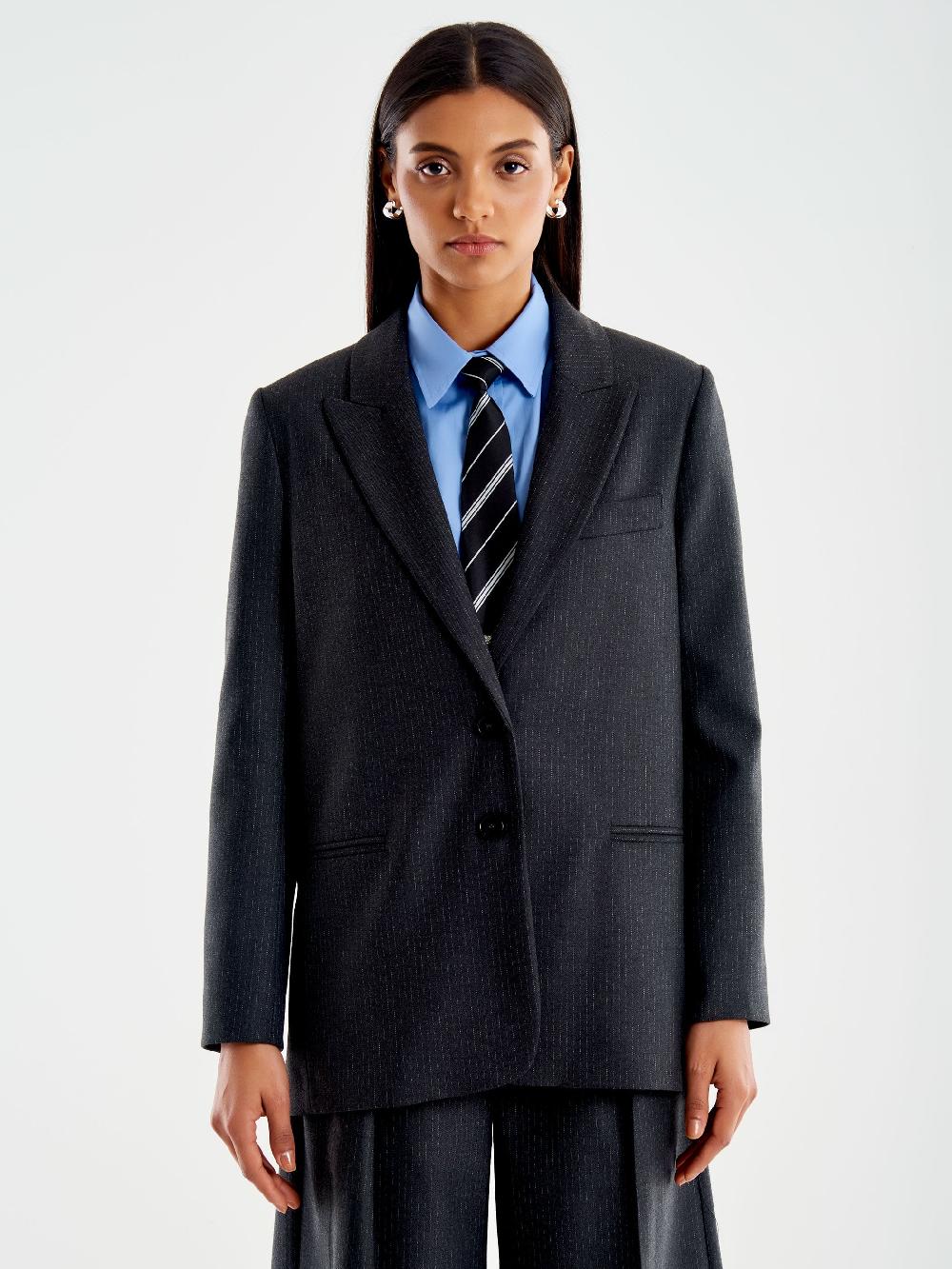 Vicolo Blazer Gessato Lurex Grigio Offerta