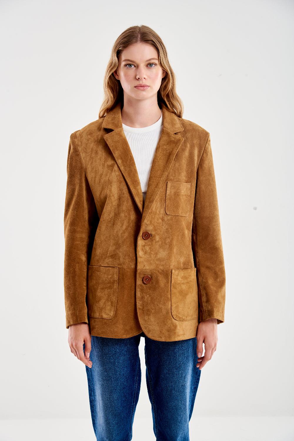 Vicolo Giacca Over in Pelle Cammello Online