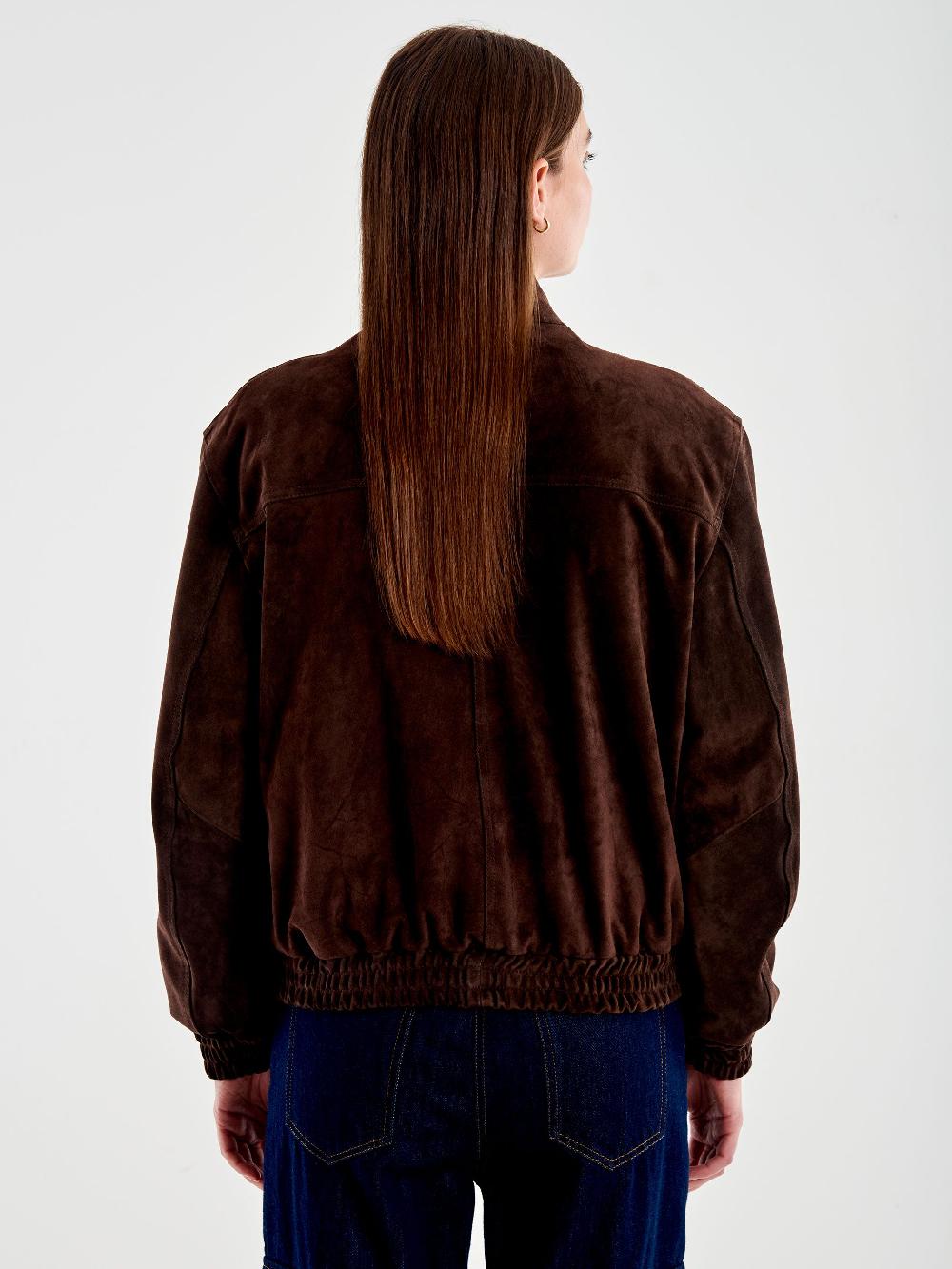 Vicolo Bomber in Pelle Scamosciato Marrone Hotsell