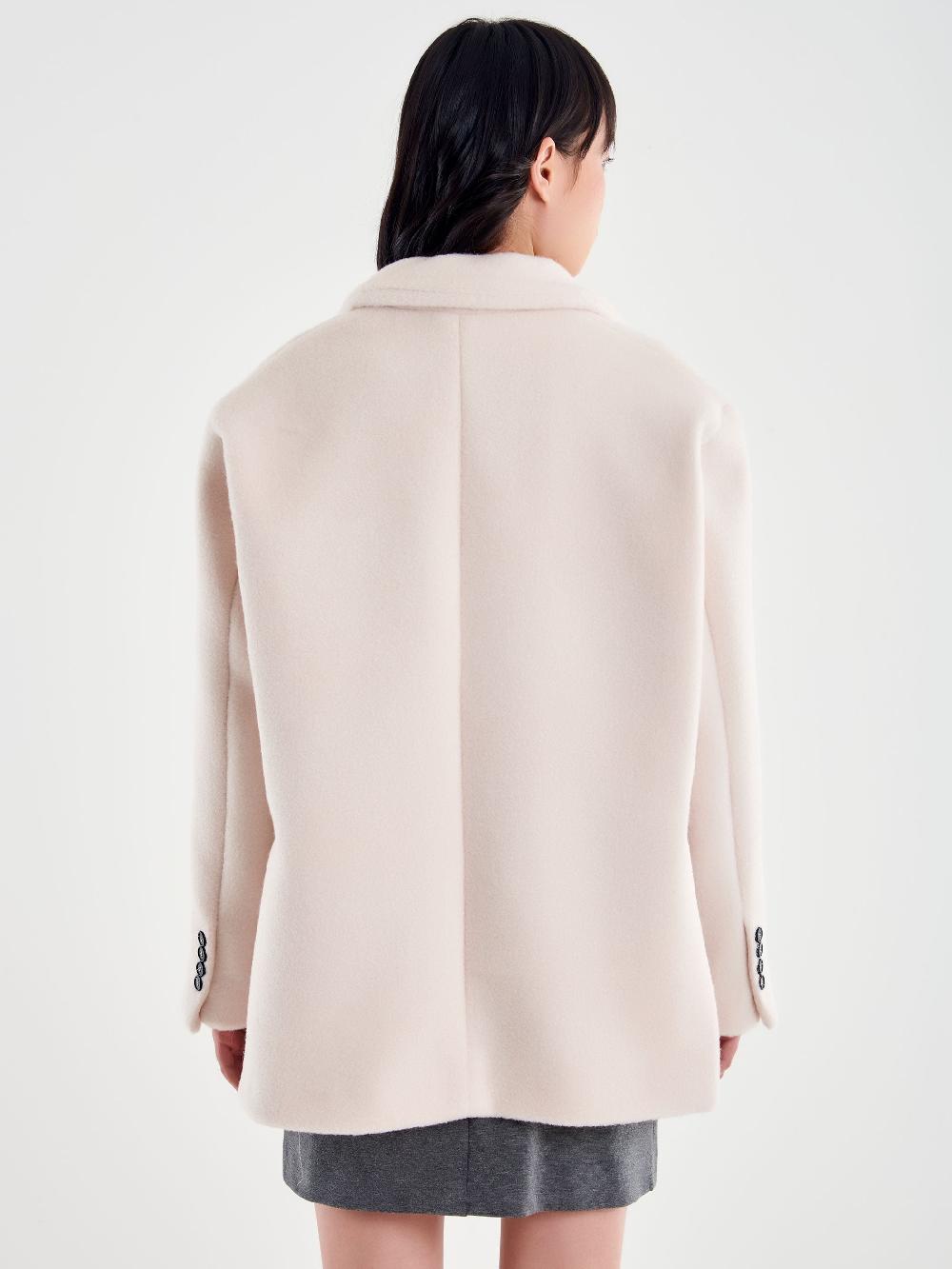 Vicolo Blazer Bouclé Oversized Bianco Saldi Di Fabbrica