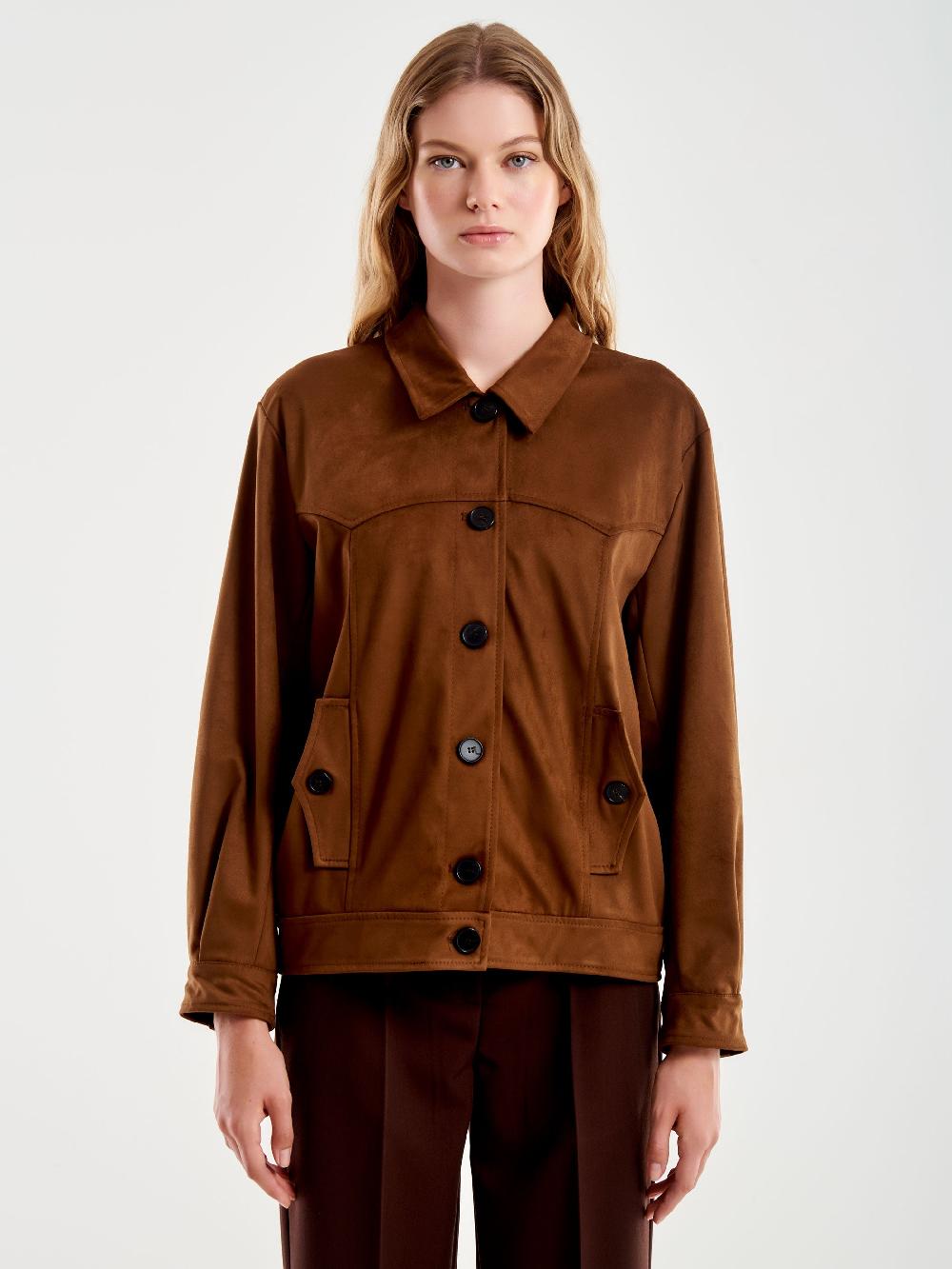 Vicolo Giacca in Alcantara Beige Negozio