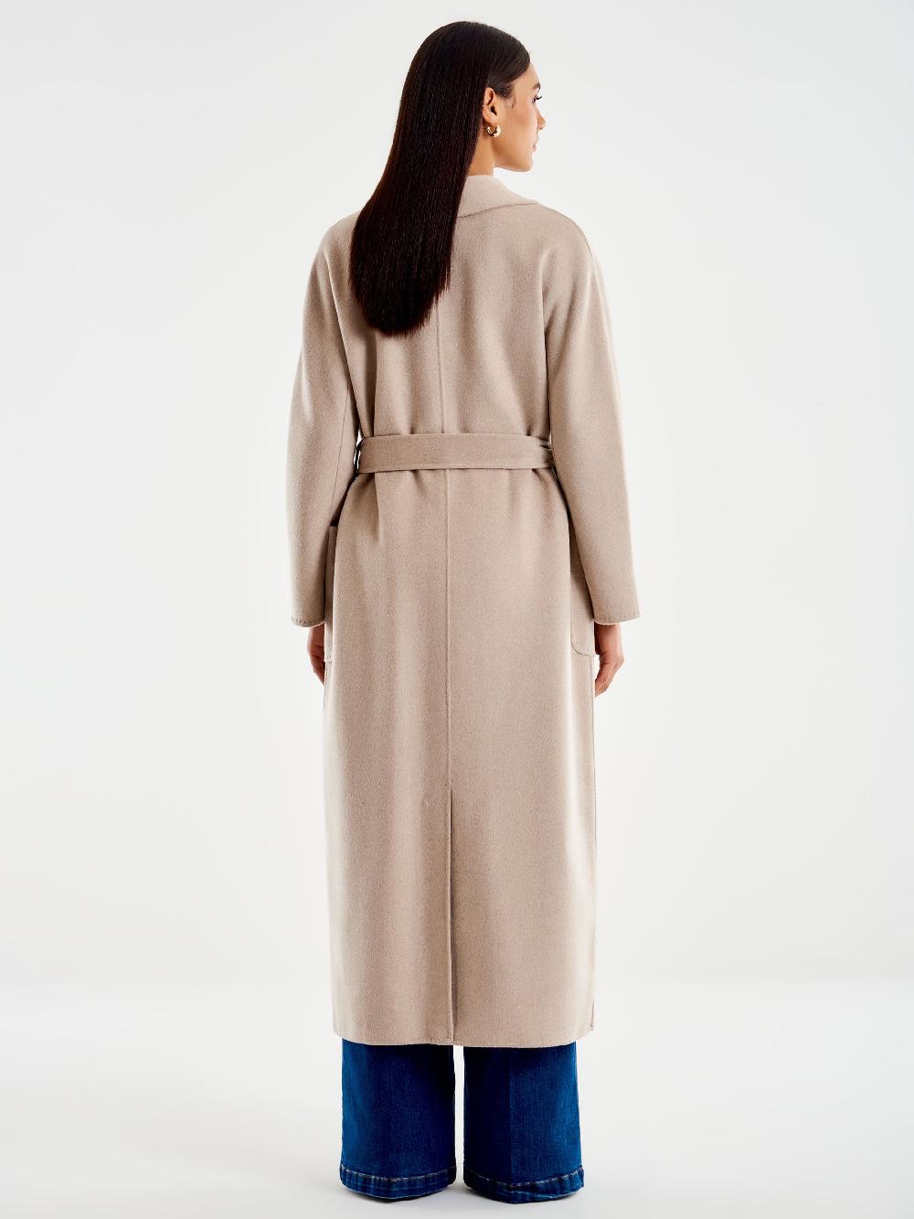 Vicolo Cappotto con Cintura Lungo Beige In Saldo