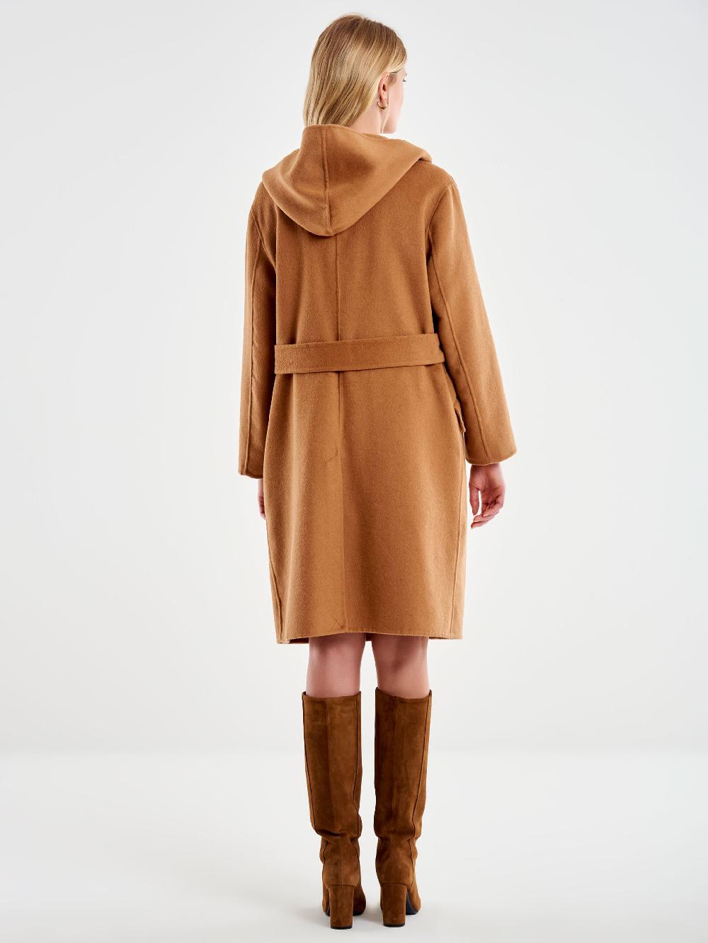 Vicolo Cappotto con Cappuccio Cammello Moda