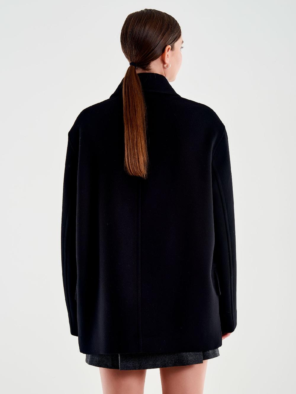 Vicolo Cappotto Corto Doppiopetto Nero Nuovo
