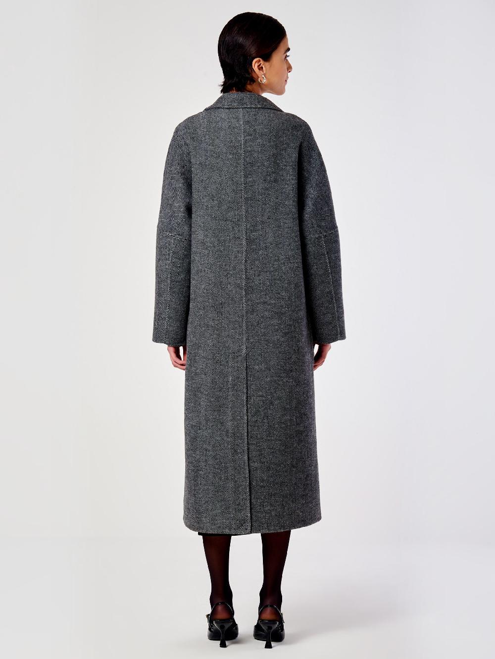 Vicolo Cappotto Doppiopetto Spinato Grigio Vendita