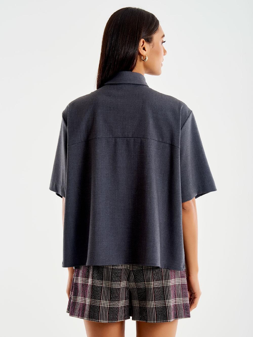Vicolo Camicia Maniche Corte con Taschina Grigio Consegna Veloce