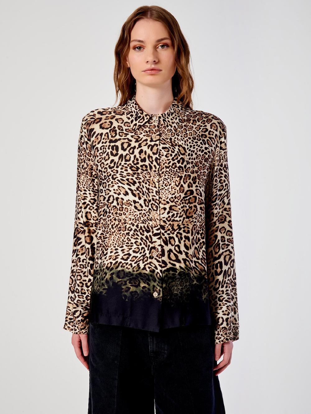 Vicolo Camicia Animalier SfumataBeige Prezzo Ridotto