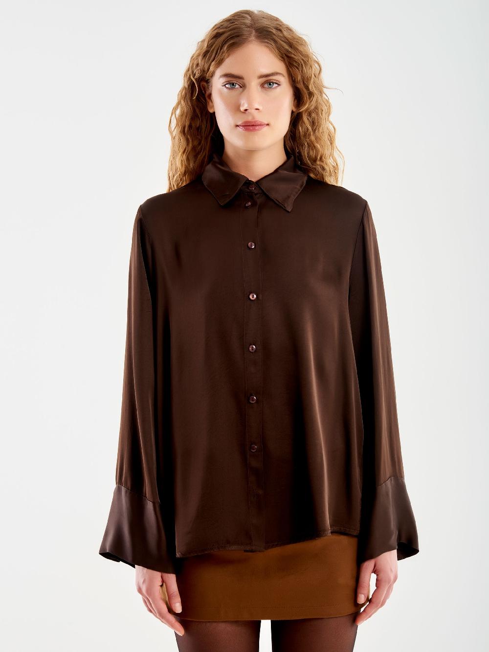 Vicolo Camicia Satin Over Moro Novità