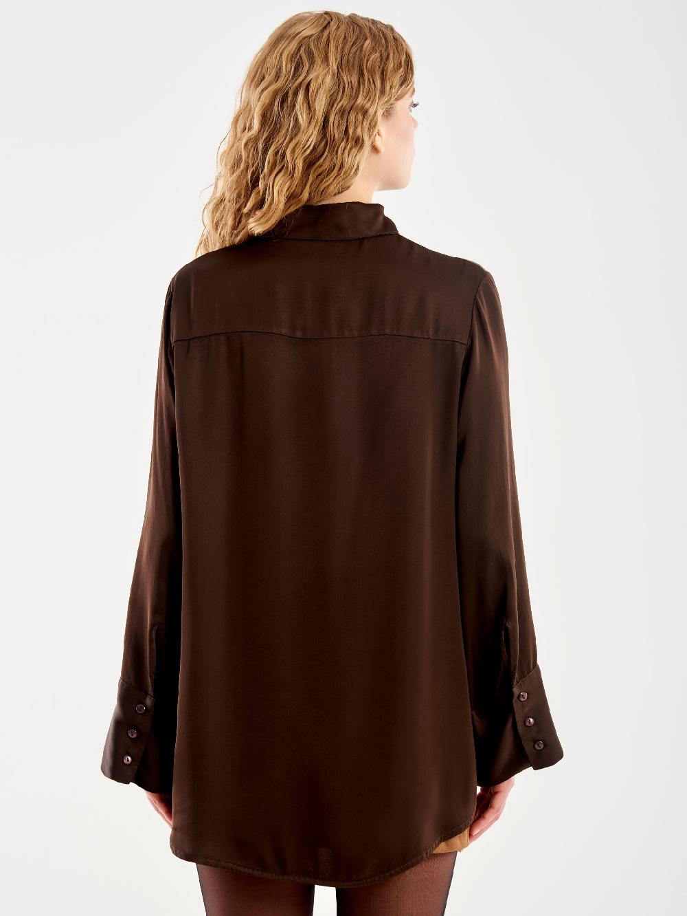 Vicolo Camicia Satin Over Moro Novità