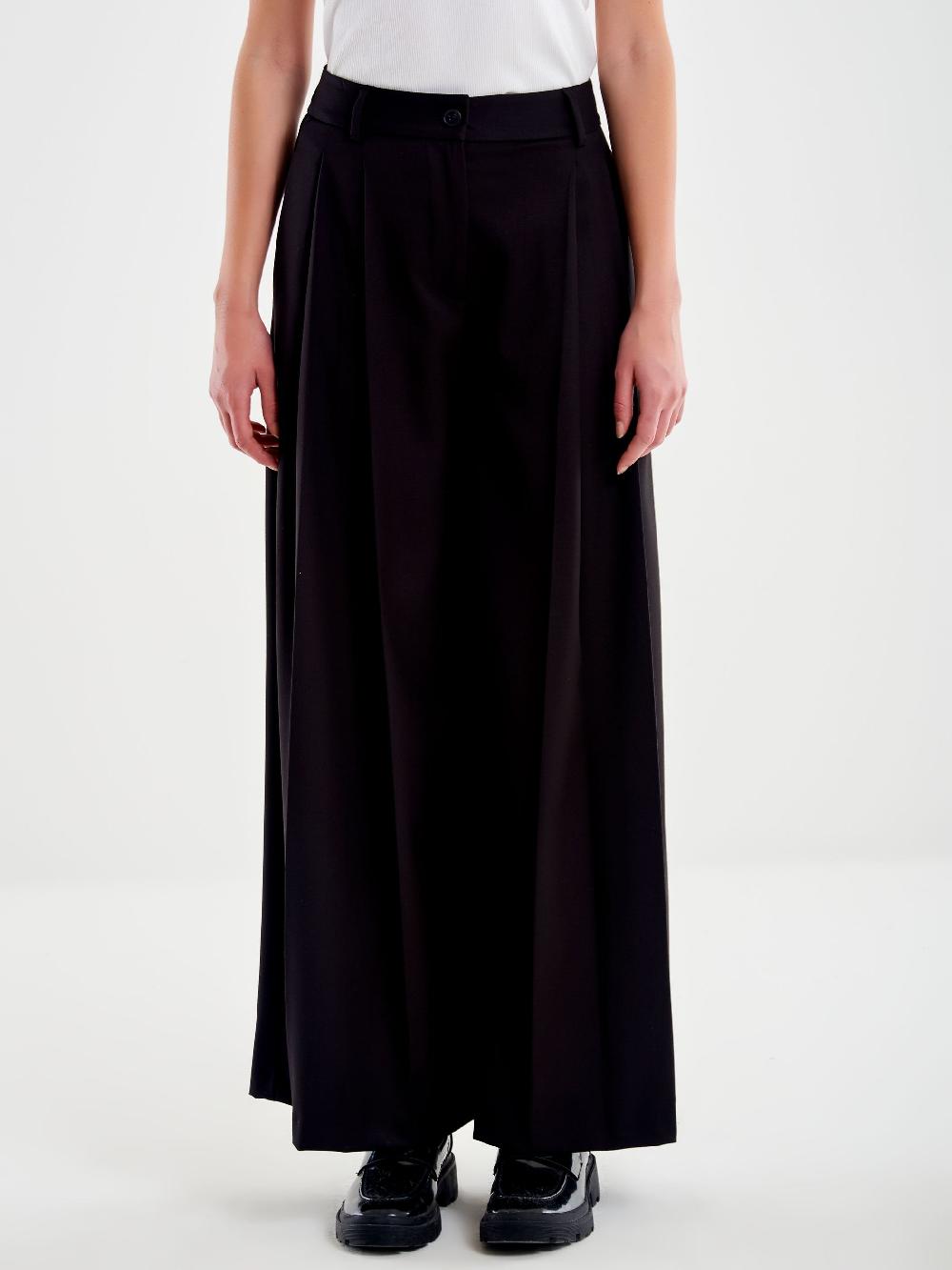 Vicolo Pantalone Ampio Doppia Piega Nero Outlet