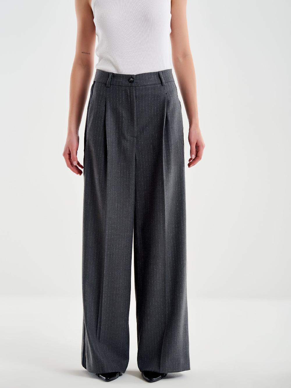 Vicolo Pantalone Gessato Ampio Con Banda Laterale Grigio Hotsell