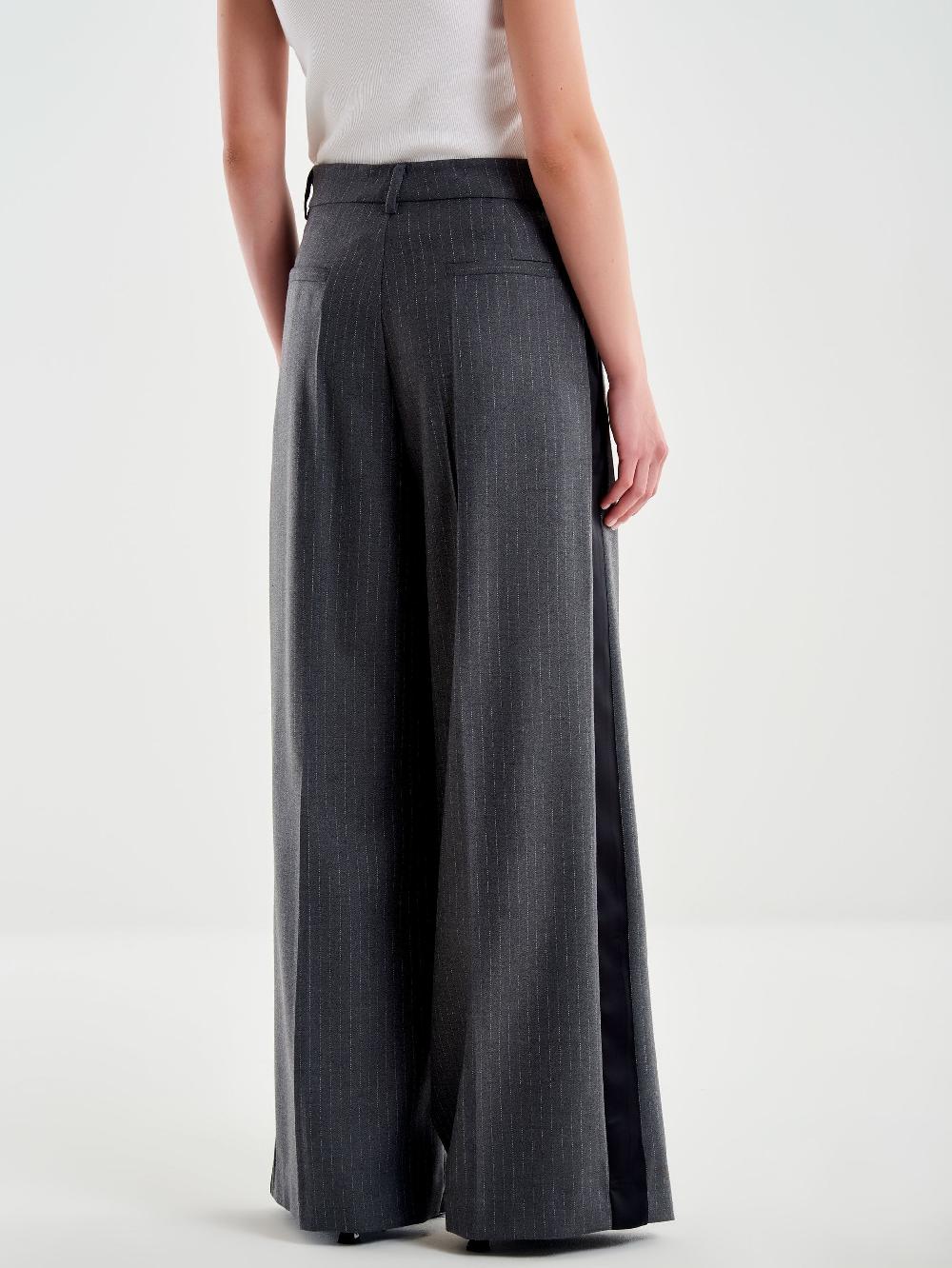 Vicolo Pantalone Gessato Ampio Con Banda Laterale Grigio Hotsell