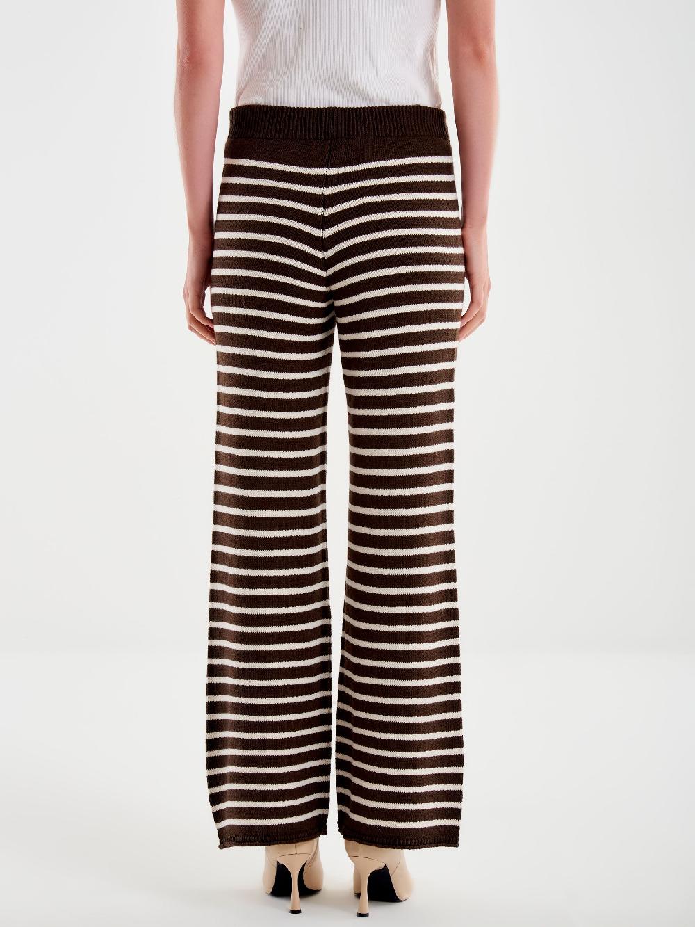 Vicolo Pantaloni in Maglia a righe Marrone I Più Venduti