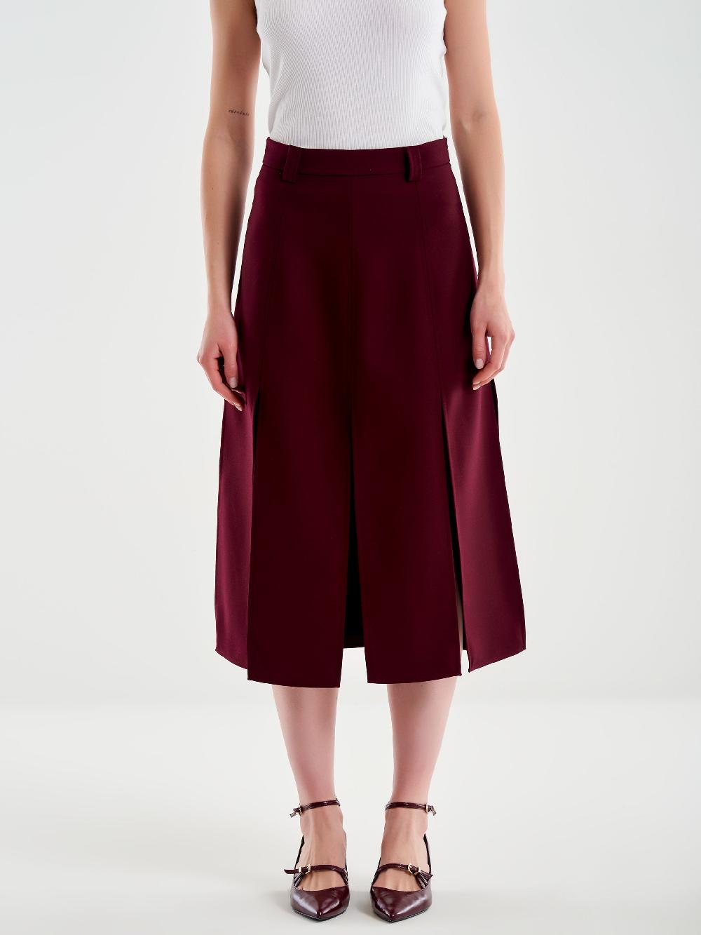 Vicolo Gonna Midi con Spacchi Bordeaux Moda