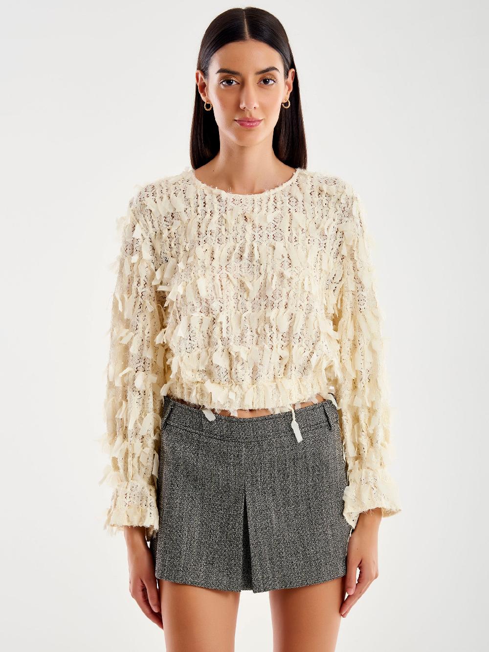 Vicolo Top in Pizzo Sfrangiato Bianco Soddisfazione Garantita