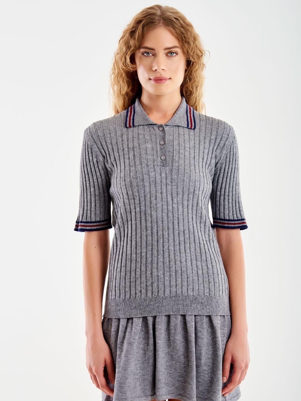 Vicolo Polo in Maglia a Coste Grigio Qualità Garantita