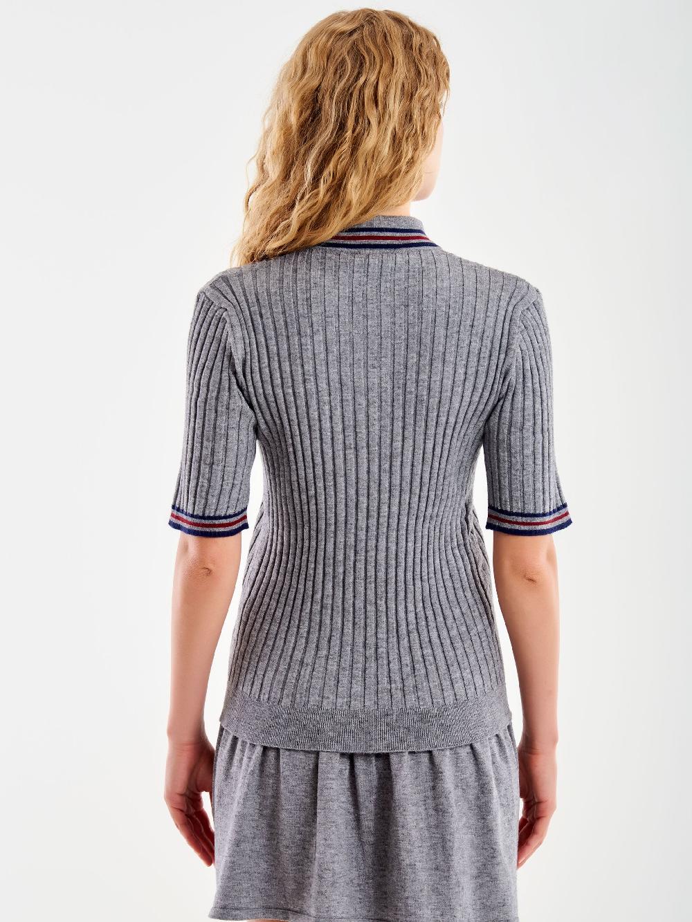 Vicolo Polo in Maglia a Coste Grigio Qualità Garantita