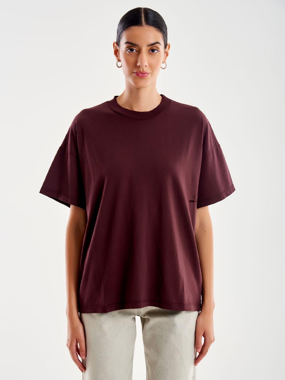 Vicolo T-Shirt Basic Over Bordeaux Negozi Online