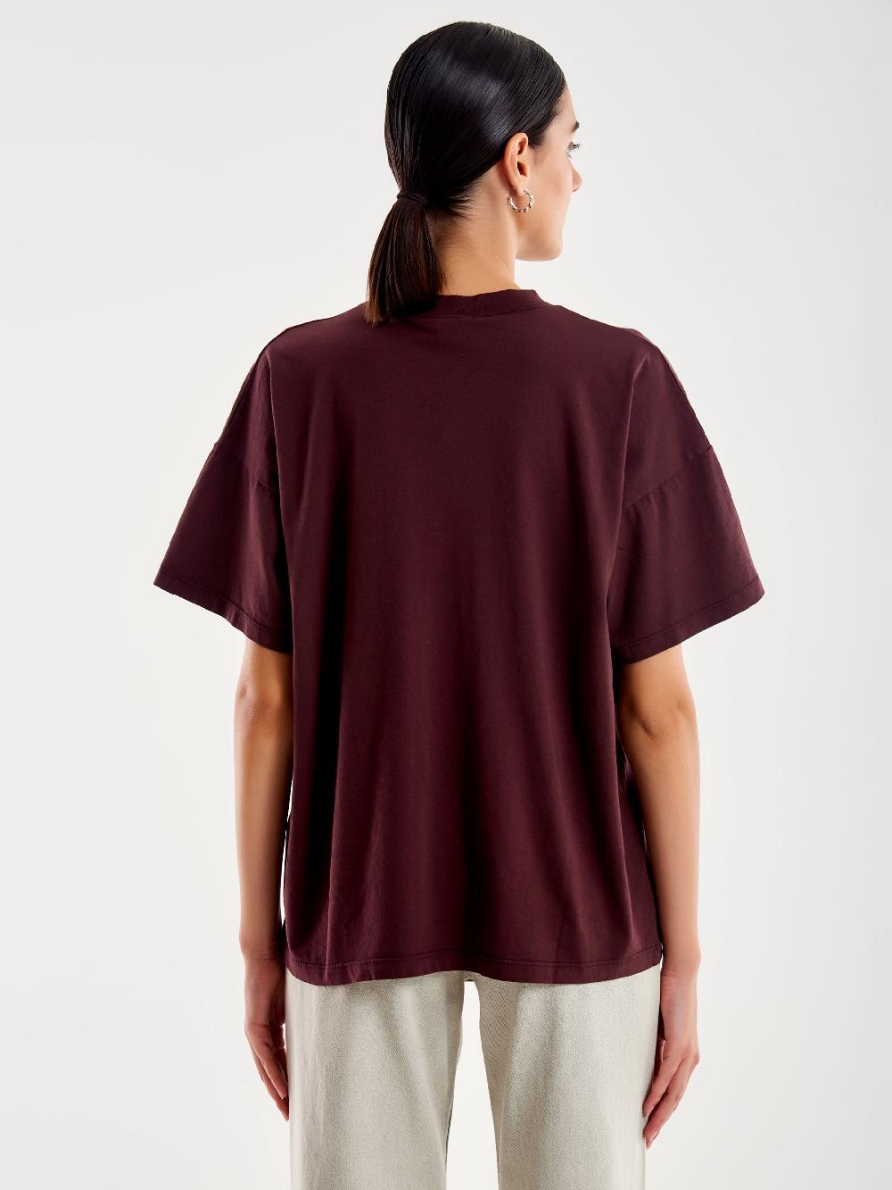 Vicolo T-Shirt Basic Over Bordeaux Negozi Online