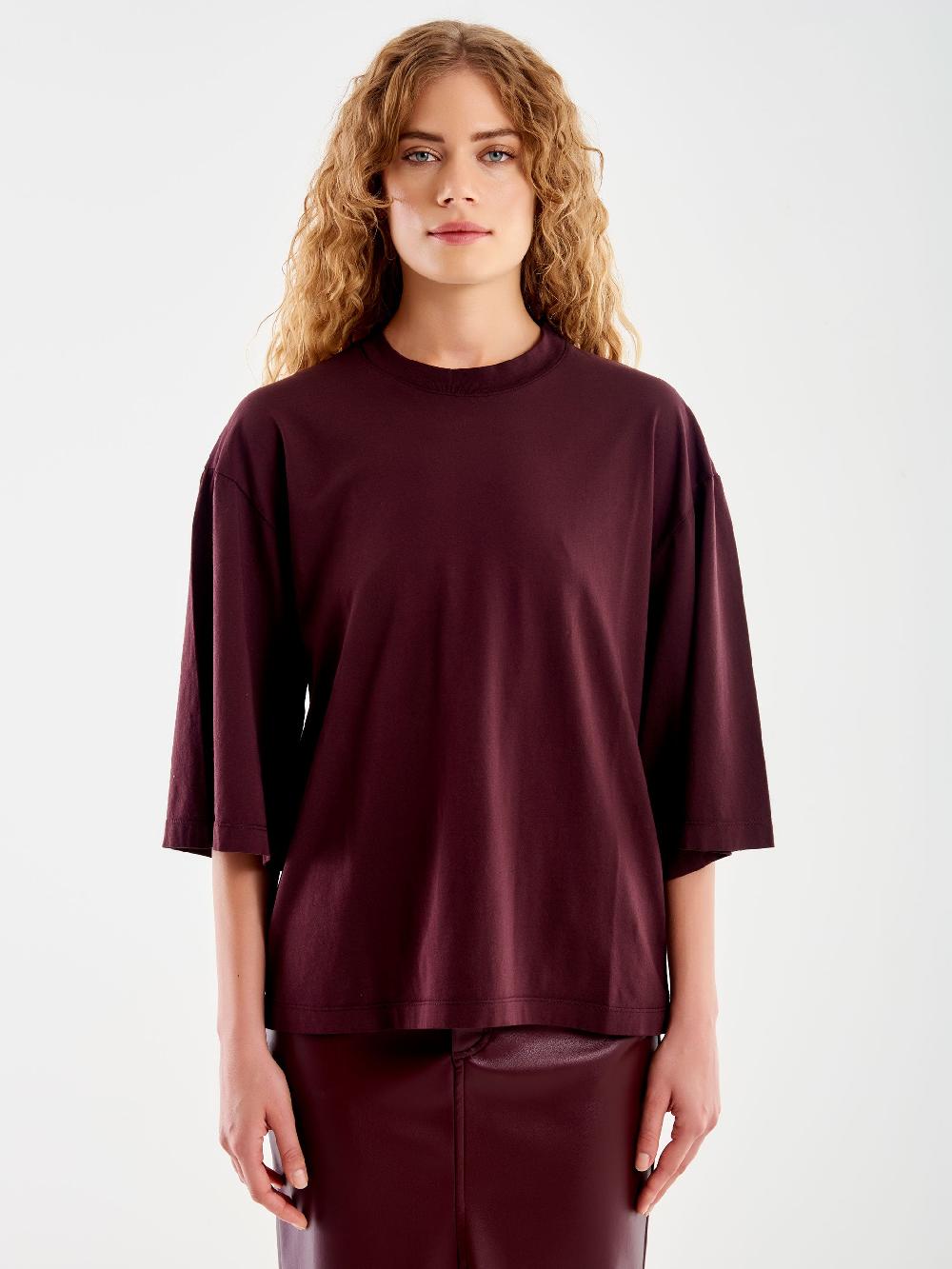 Vicolo T-Shirt Over Maniche Ampia Bordeaux Acquista Ora