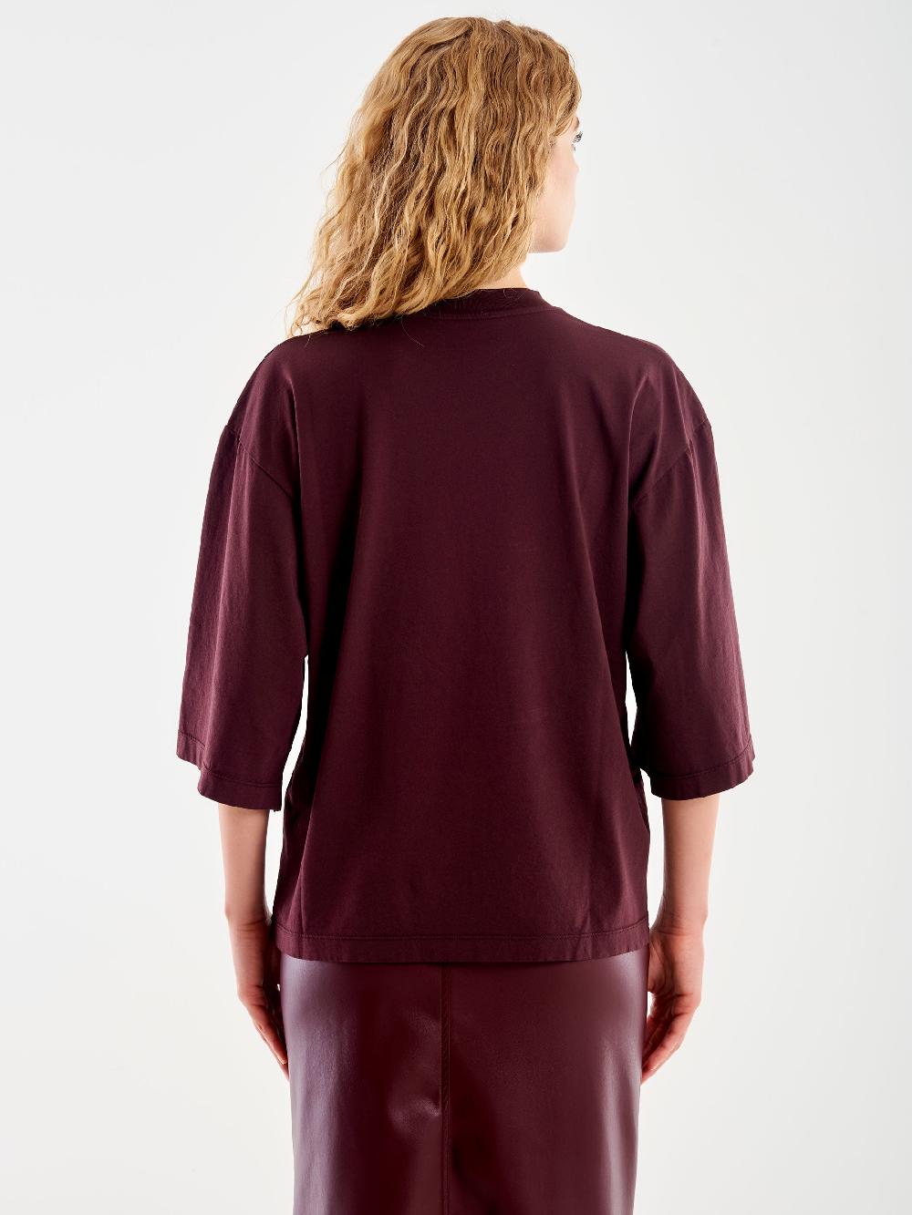 Vicolo T-Shirt Over Maniche Ampia Bordeaux Acquista Ora