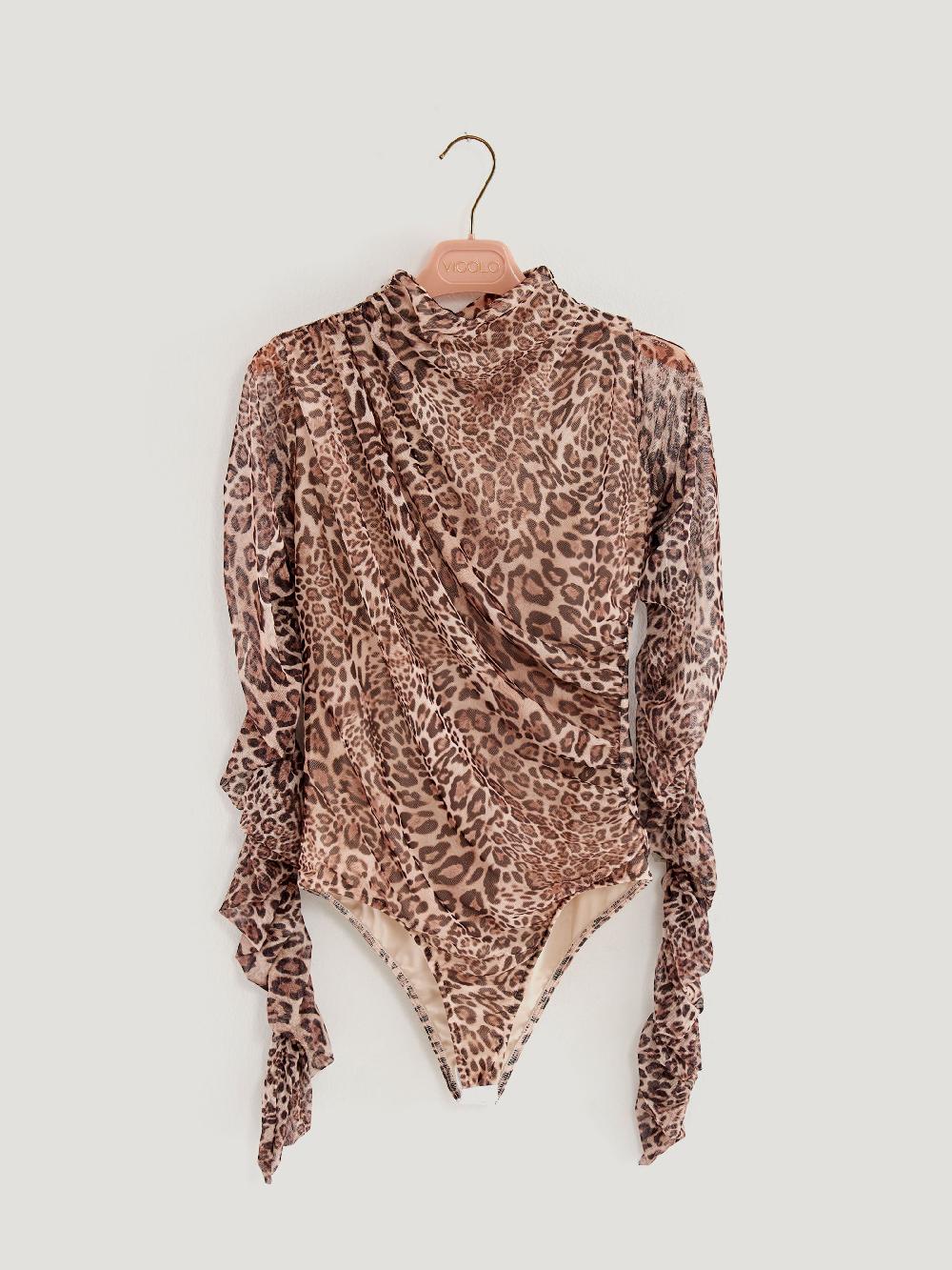 Vicolo Body con Arriccio Animalier Cammello Shopping Online