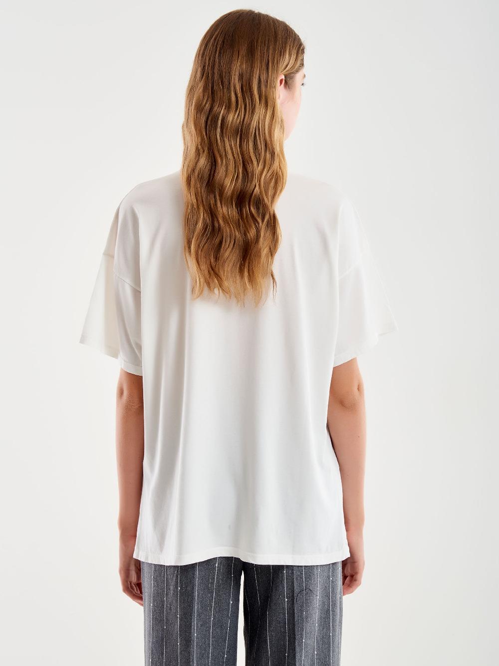 Vicolo T-Shirt Basic Over Bianco Sottocosto