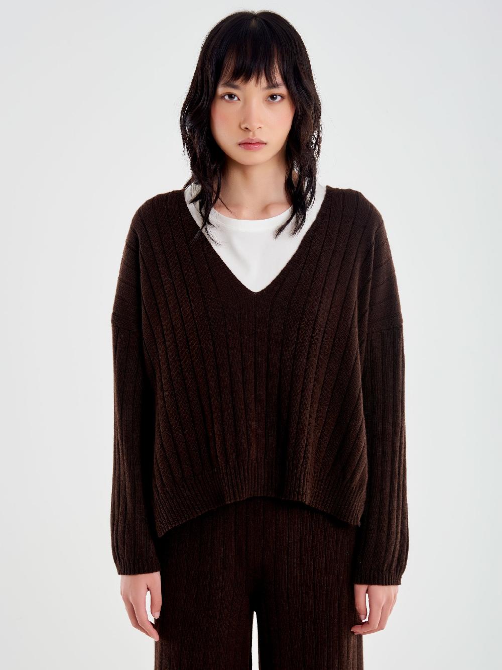 Vicolo Pull con Spacchi Maglia a Coste Moro Economico