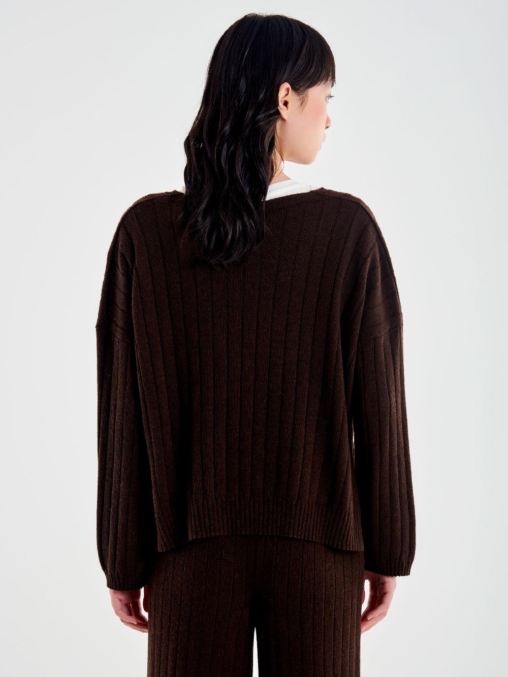 Vicolo Pull con Spacchi Maglia a Coste Moro Economico