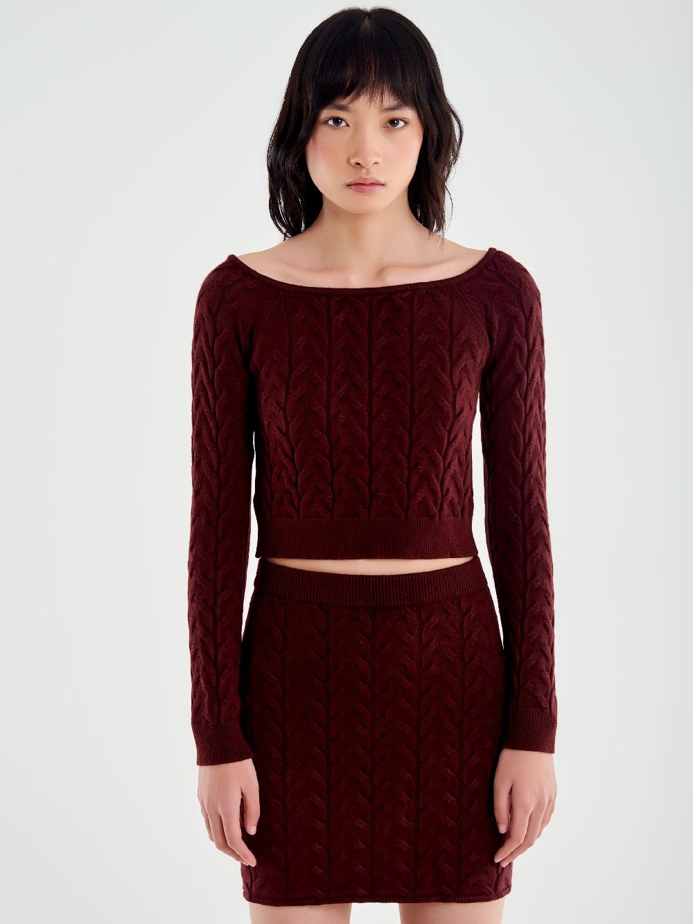 Vicolo Maglia Crop Trecce Bordeaux Outlet