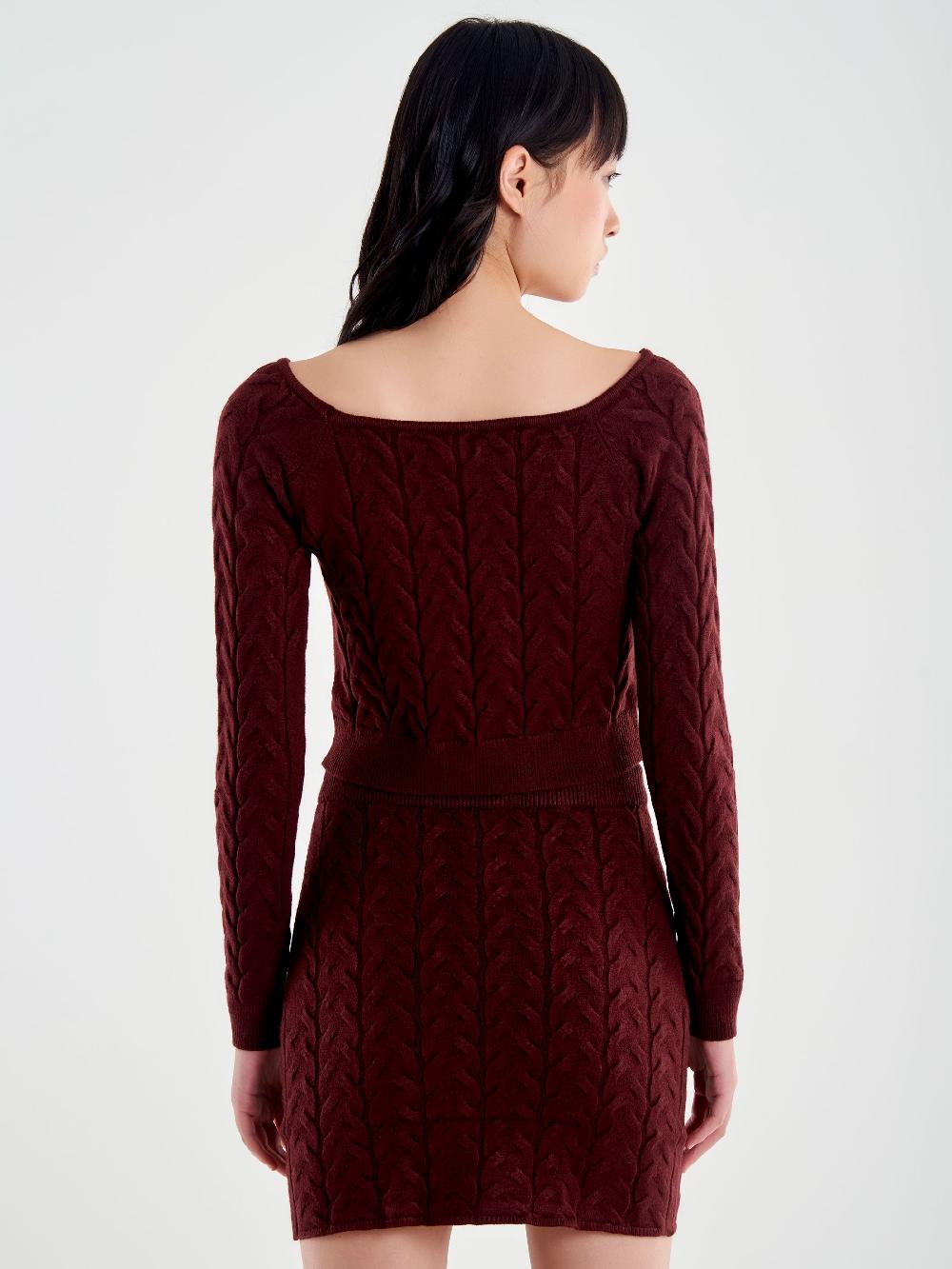 Vicolo Maglia Crop Trecce Bordeaux Outlet